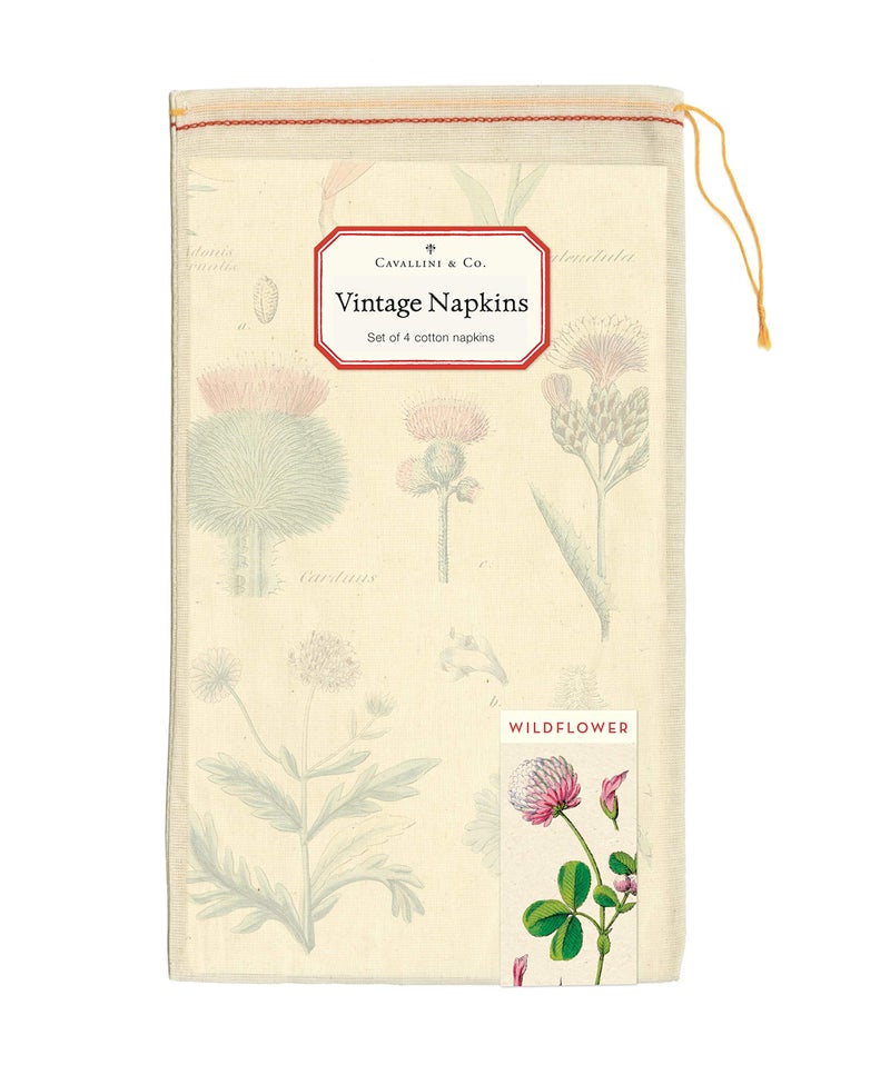 CAVANILLI & CO. Cavallini & Co. Wildflowers Vintage Style Napkins, Set of 4, Assorted, Model Number: NPKN/WF - Image 2